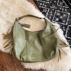 Tignanello olive leather fringe bag